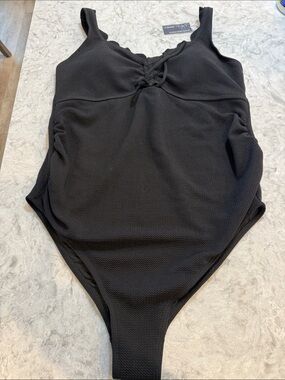 Black Textured One-Piece Swimsuit size 12